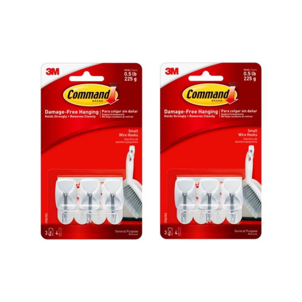 3M Command 17067 Wire Hooks Small Strong Hold Reusable Damage Free