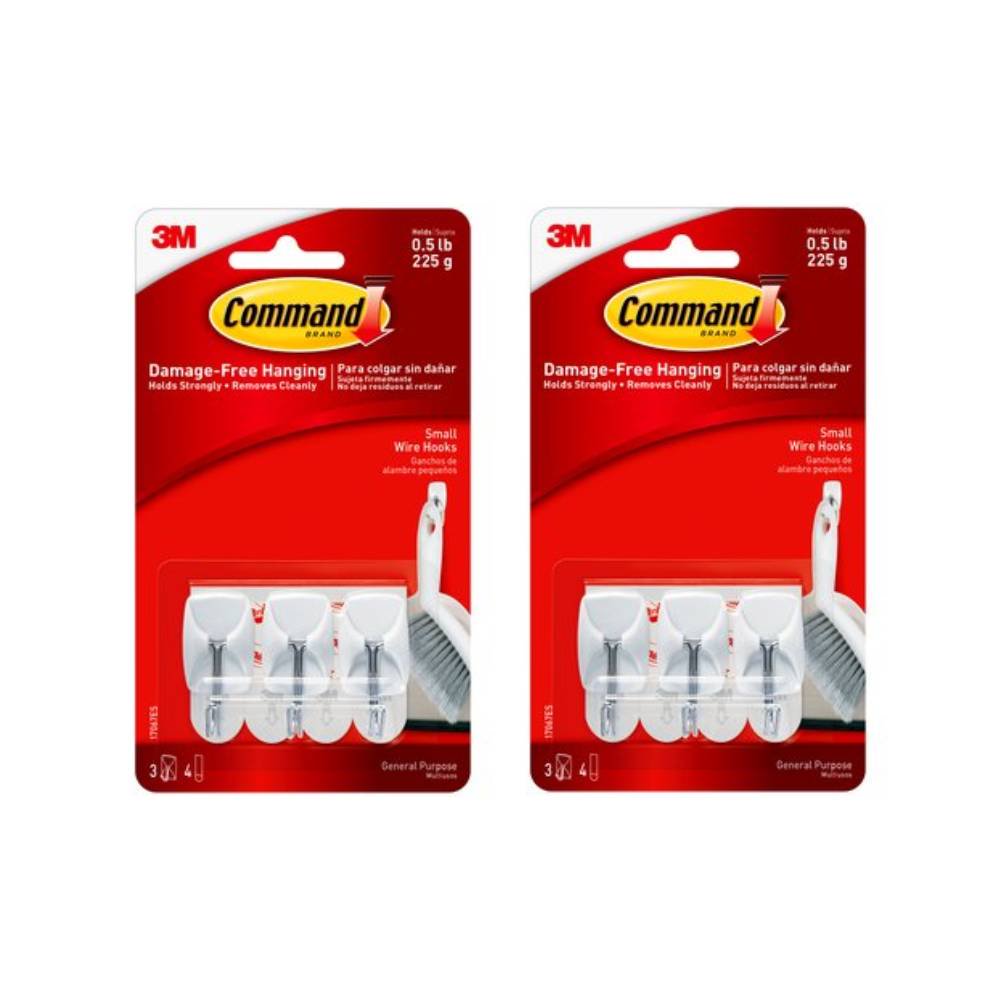 Command 17067 Wire Hooks Small Strong Damage Free 3 Hooks Plastic White