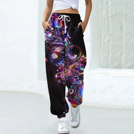 

dmqupv Dressy Camisole Women Drawstring Ladies Loose Printed Retro Sports Casual Fashion Trousers Women s 3x Tops for Women Purple XX-Large