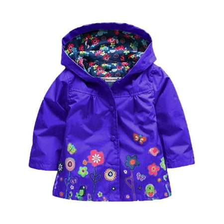 

ZHUASHUM Kids Coat Winter Jacket Girls Hooded Flower Prints Toddler Outwear Beautiful Windproof Warm Thick Girls Coat Jacket