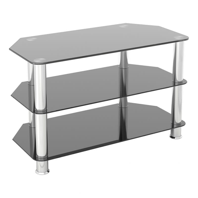 Black AVF Glass Floor Stand with Chrome Legs for TVs up to 55" 