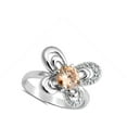 thumbnail image 4 of CHOOSE YOUR COLOR Round Champagne CZ Shiny Butterfly Ring .925 Sterling Silver Band Orange Female Size 5, 4 of 4