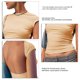 thumbnail image 5 of Camiseta sin espalda para mujer Color puro Camiseta de moda transpirable suave y agradable para la piel para aniversario Caqui XS, 5 of 5