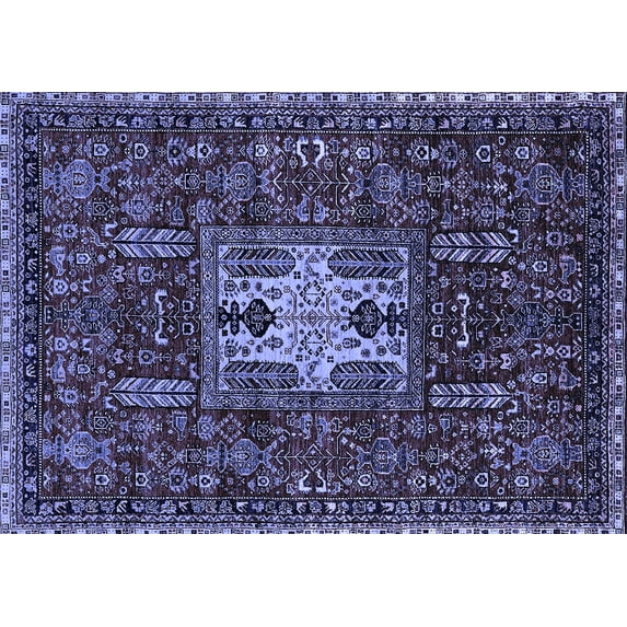 Ahgly Company Indoor Rectangle Oriental Blue Industrial Area Rugs, 8' x 10'