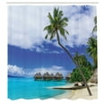 thumbnail image 3 of Ambesonne Tropical Shower Curtain, Island Pasific Ocean, 69"Wx84"L, White Green Blue, 3 of 5