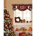 thumbnail image 4 of Merry Christmas Tie Up Valances Curtain, Xmas Cow S Red Black Buffalo Plaid Adjustable Rod Pocket Short Window Treatment Tie Up Curtains Valances for Kitchen Living Room Bathroom 54x18 In, 4 of 9