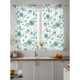 thumbnail image 4 of Sheer Curtains 63 inches Long, Farmhouse Flower Country Light Blue Floral Leaf Texture Light Filtering Sheer Window Curtains Rod Pocket Voile Drapes for Bedroom Living Room, 52"W x 63"L 2 Panels, 4 of 7