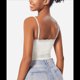 thumbnail image 5 of Camisola Básica de Encaje para Mujer, Cuello Cuadrado, Sin Mangas, Tirantes Finos Crema S, 5 of 6