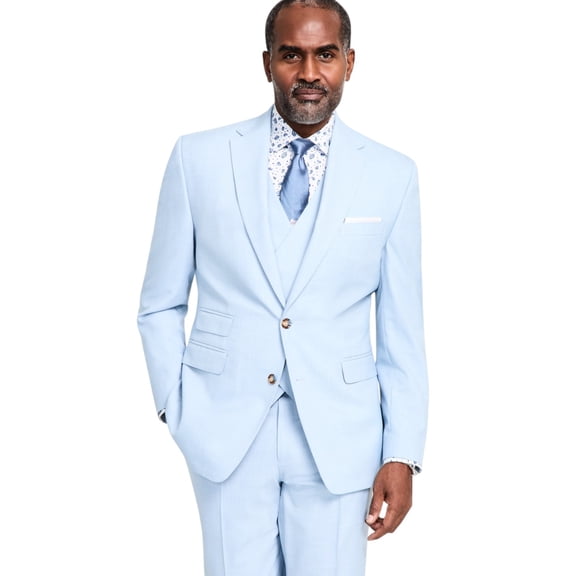 Tayion Mens Regular fit Suit Jacket Blazer 44 L Blue Solid Stretch
