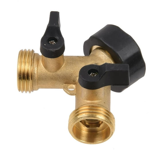 Expert Gardener 2-Way Y Hose Brass Shut-Off Connector