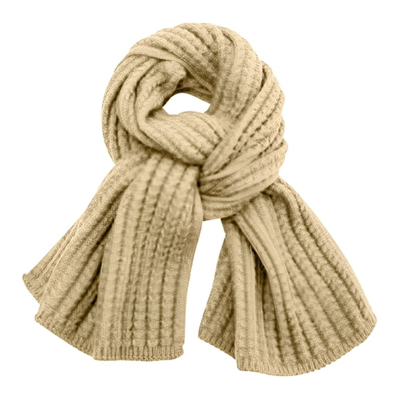TELOLY Scarf for Women, Women's Solid Color Knitted Wool Scarf Winter Scarf Beige
