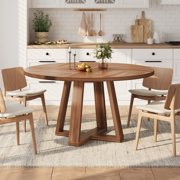 Round Dining Table for 4-6 People, 47 Inches Dining Room Table with Pedestal Base, Dinner Tables, Circle Kitchen Tables for Dining Room, Kitchen, Living Room(Table Only)