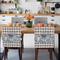 thumbnail image 3 of Fall Thanksgiving Chair Covers Set of 8 Blue Pumpkin Eucalyptus Leaves Plaid Linen Chair Back Covers Stretch Removable Washable Slipcovers Protector for Dining Room Kitchen Party Decor, 3 of 5
