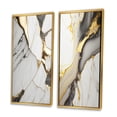 thumbnail image 3 of Designart "Opulent White and Gold Geode Marble I" Abstract Marble Framed Wall Art Set Of 2 - White Abstract Framed Canvas Set For Living Room Decor, 3 of 7