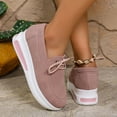 thumbnail image 4 of Chaussures de Marche à Plateforme Compensée pour Femmes Printemps Automne Confortables en Suède à Lacets Épaisses Espadrilles Mode Mocassins, 4 of 6