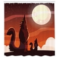 thumbnail image 2 of Ambesonne Wolf Shower Curtain, Howling Wild Animals Full Moon, 69"Wx84"L, Burnt Orange and Dark Maroon, 2 of 4
