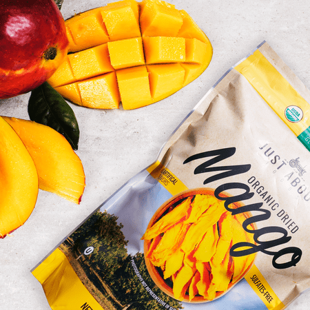 Just About Foods Organic Dried Mango Organic, Healthy Snack Gluten-free, Non-GMO, Paleo & Kosher Certified, Soft and Chewy, 1 LB, Single Ingredient