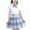 Blue, variant on Mgmyaa Girls Plaid Pleated Skirt & Bow Tie Top 3-Piece School Uniform Outfit Skirt Set Size 3-13Years
