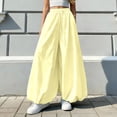 thumbnail image 2 of Casual Palazzo Pants, Women's Linen Wide Leg Split Skirt with Elastic Waist Drawstring, Soft Ice Silk Fabric Summer Loose Fit Comfortable Trousers for Beach Vacation 2025, 2 of 4