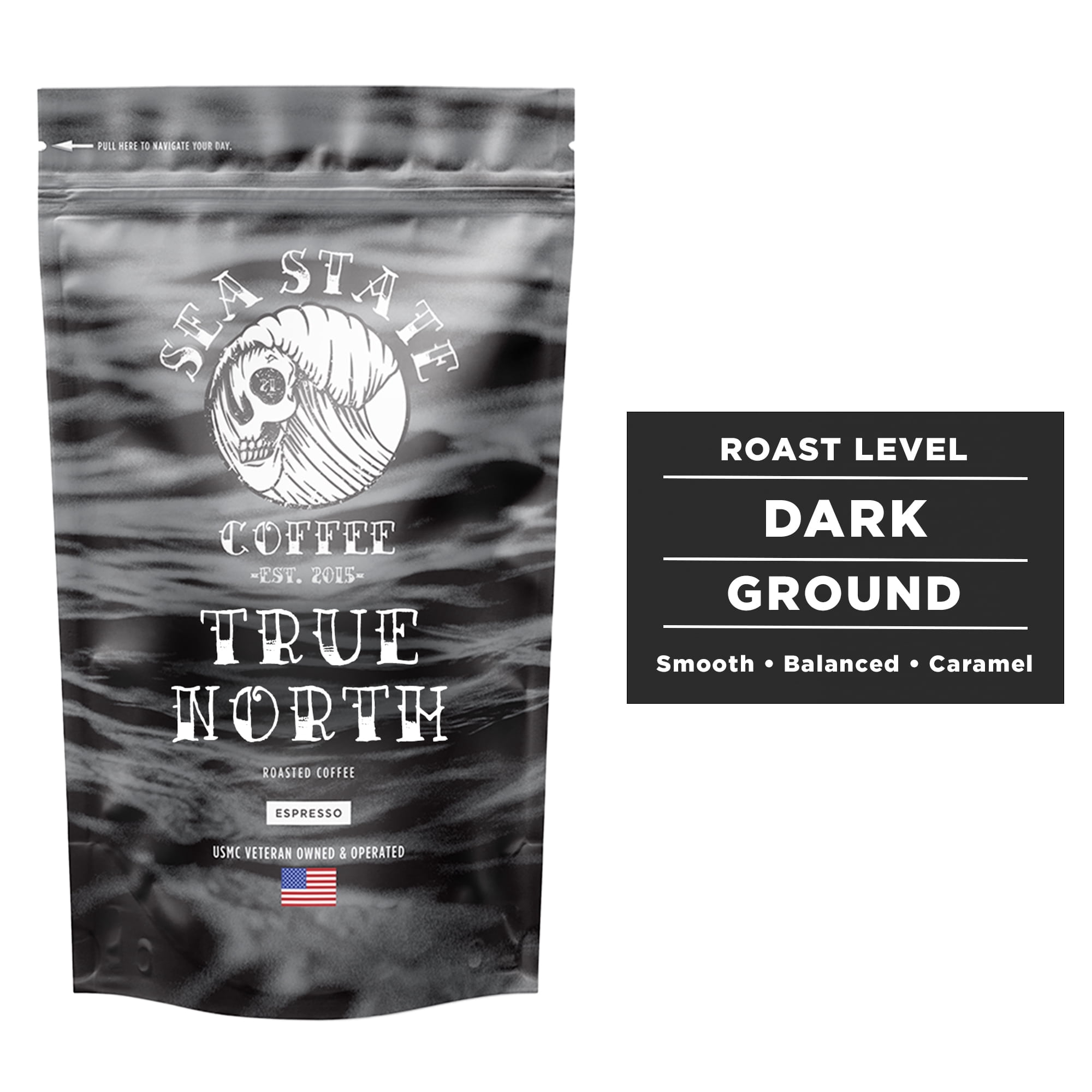 Sea State Coffee True North Roast Single Origin Colombian Ground Coffee Dark Roast 12 oz