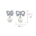 thumbnail image 4 of Bling Jewelry Womens Victorian Dangle Chandelier Earrings with Ribbon CZ and Simulated Pearl Bow, 4 of 5