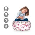 thumbnail image 2 of Cherry Blossom Storage Toy Bag Chair, Watercolor Style Oriental Pattern with Sakura Branch, Stuffed Animal Organizer Washable Bag, Small Size, Hot Pink Green Brown, by Ambesonne, 2 of 3