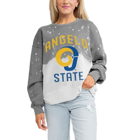 Women's Gameday Couture Gray Angelo State Rams Twice As Nice Faded Crewneck Sweatshirt