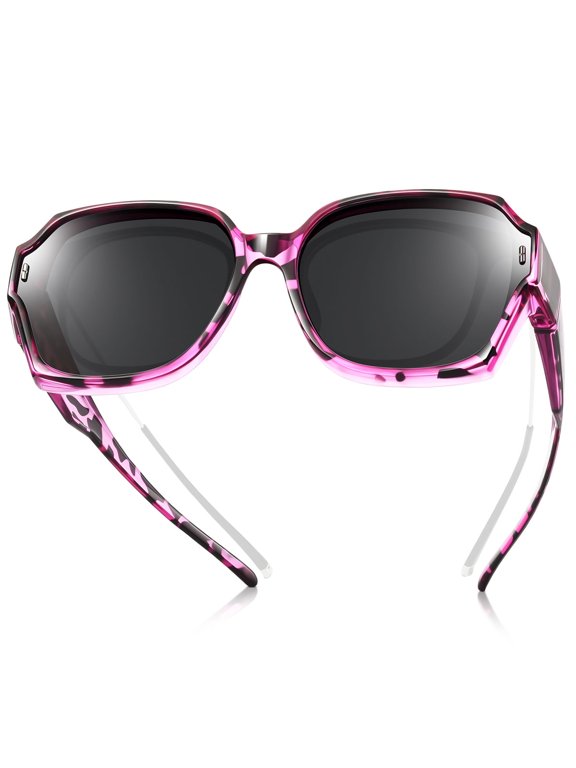Oversized Sunglasses Fit Over Glasses for Women, Polarized Square Fitover Sun Shades UV400 Protection