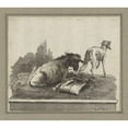 thumbnail image 3 of Giovanni Domenico Tiepolo 22x20 Black Modern Framed Museum Art Print Titled - A Donkey Lying on the Grass, with an Italian Greyhound (On a Base) (Late 18th Century), 3 of 5