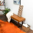 thumbnail image 3 of Pemberly Row Mid-Century Modern Rectangular Genuine Leather Bench in Tan, 3 of 5
