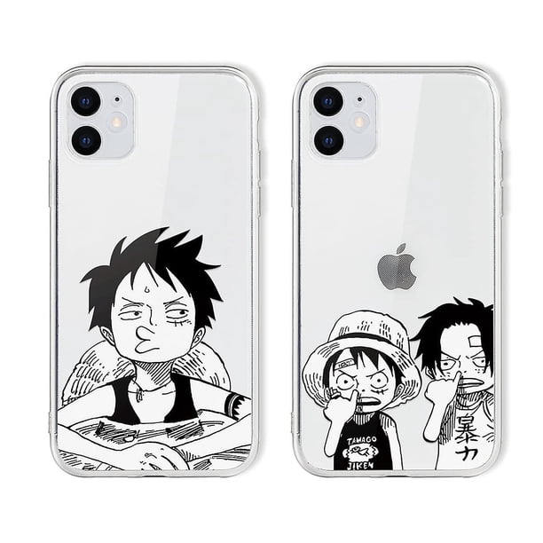 Funda de 2 Piezas para Apple iPhone 12 Pro,Funda para iPhone 12 de 6,1 Pulgadas, Funda Protectora de Silicona Tpu Suave a Prueba de Golpes, Funda de Parachoques Anime One Piece Luffy Ace