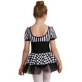 thumbnail image 2 of YiZYiF Kids Girls Halloween Carnival Circus Clown Costume Stripes Checkerboard Print Tutu Dress Leotard Dancewear Black 14, 2 of 7