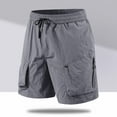 thumbnail image 5 of Dagugfen Cargo Shorts for Men Drawstring Elastic Waist Solid Color Loose Outdoor Sports Running Shorts, 5 of 5