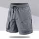 thumbnail image 5 of pstuiky Abreviatura para hombres, Pantalones cortos de trabajo de pierna recta, holgados y cómodos, de color liso, a la moda para hombre Pantalones cortos cargo, 5 of 5