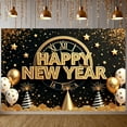 thumbnail image 6 of Gold Glitter Happy New Year Banner Clock Design New Year Banner Star Decorated Balloon Elements Holiday Banner for New Year Party Family Gathering New Year's Eve, 6 of 7