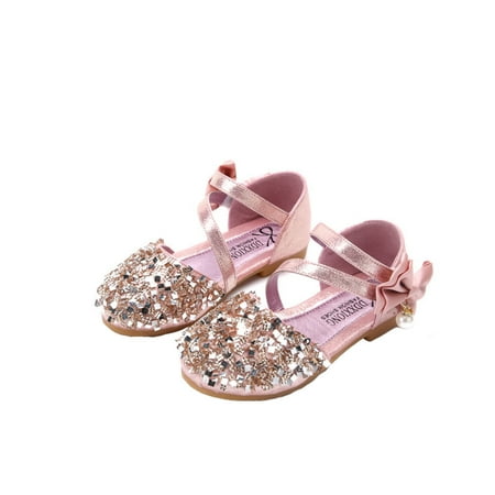 

QWERTYU Kids Girl Boy Party School Wedding Dress First Walkers Shoes Toddler Baby Pearl Crystal Outdoor Sandals Summer Flats 12M-4Y 29