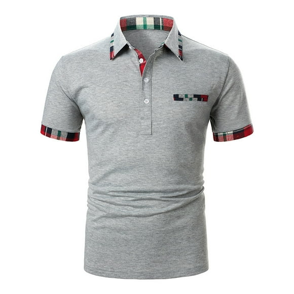 Innerwin Hauts d'Été Manches Courtes T-Shirts pour Hommes Sport Bouton Polo Décontracté Gris m