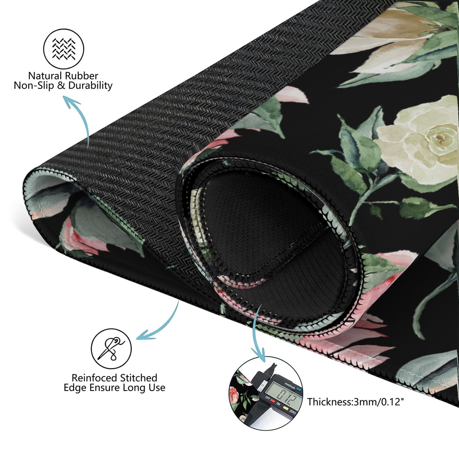 Decorative Floral Rubber Mat for Mahjong Tables 31.5 Inch Square Large Gaming Pad Anti-Slip Feature Quiet Play for Tiles & Game Nights