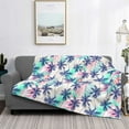 thumbnail image 2 of Honeii Palm Leaves print throw blanket, crafted from cozy cotton flannel, offers versatile home decor as a bedding suitable for all seasons.-50"x40", 2 of 6