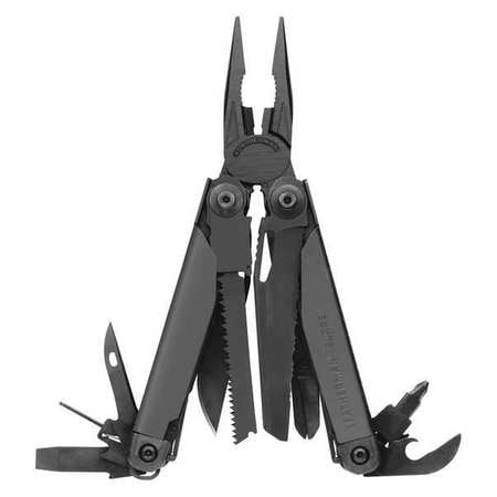 LEATHERMAN - Surge Heavy Duty Multitool with Premium Replaceable Wire Cutters and Spring-Action Scissors, Black with MOLLE (Best Leatherman For Fishing)