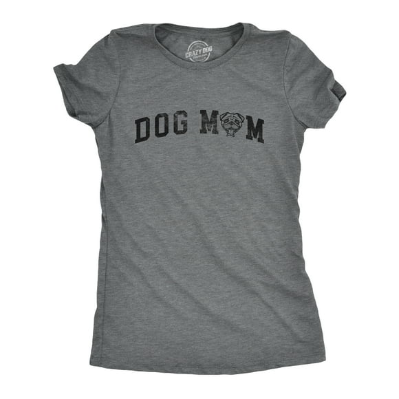 Womens Dog Mom Pug T Shirt Funny Cute Puppy Pet Dutch Bulldog Lovers Tee for Ladies (Dark Heather Grey) - XL