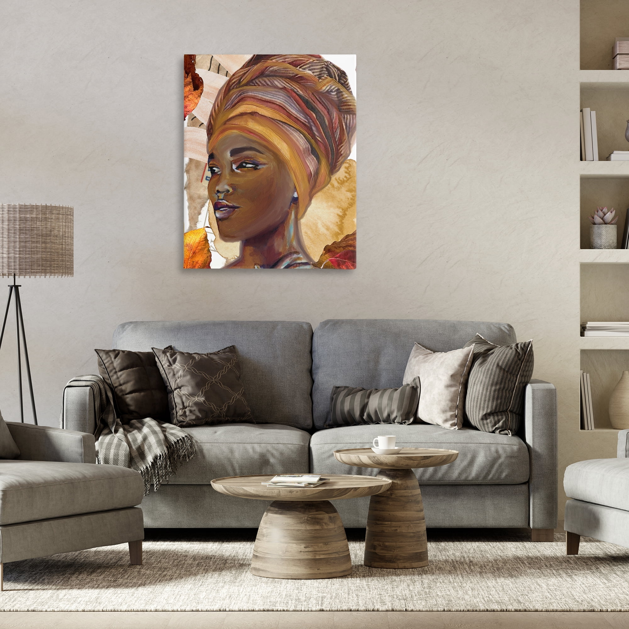 Stupell Industries Natural Tone Woman Portrait People Painting Wrapped Canvas Art Print Wall Art, 30 x 40