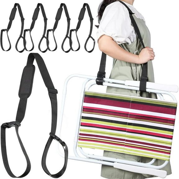 5 Pcs Carry Strap for Beach Folding Chair, Adjustable Beach Chair Straps Shoulder Carrying Straps for Folding Chair Umbrella Backpack Camping Picnics Outdoor Foldable Bikes