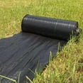 thumbnail image 4 of Famyfamy Weed Membrane Sheet Mat Plastic Mulch Ground Cover Breathable Weave Fabric Black PP Garden Landscape Woven Grass Cloth with 12pcs plastic floor nails/11cm, 4 of 20