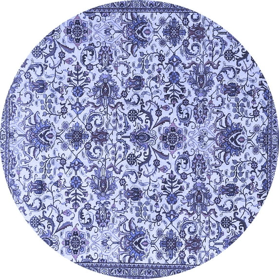 Ahgly Company Machine Washable Indoor Round Persian Blue Traditional Area Rugs, 4' Round