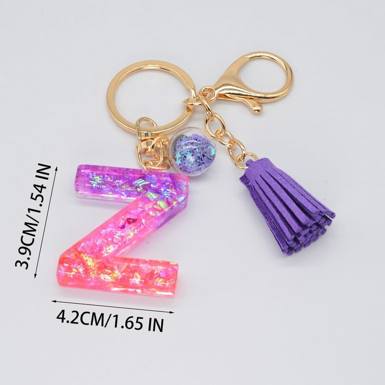 3 inch Initial Keychains Purple and Silver – KayZee Designs