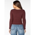 thumbnail image 2 of Celebrity Pink Women's Long Sleeve Square Neck Rib Top, Size XS-XXXL, 2 of 6