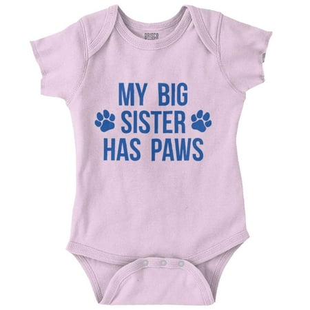 

My Big Sister Has Paws Romper Boys or Girls Infant Baby Brisco Brands 18M