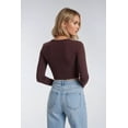 thumbnail image 2 of Forever 21 WGA Square Neck Long Sleeve Top, Color-Brown, Size-M, 2 of 5