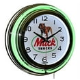 Mack Trucks Green Double Neon Clock Garage Man Cave Wall Decor